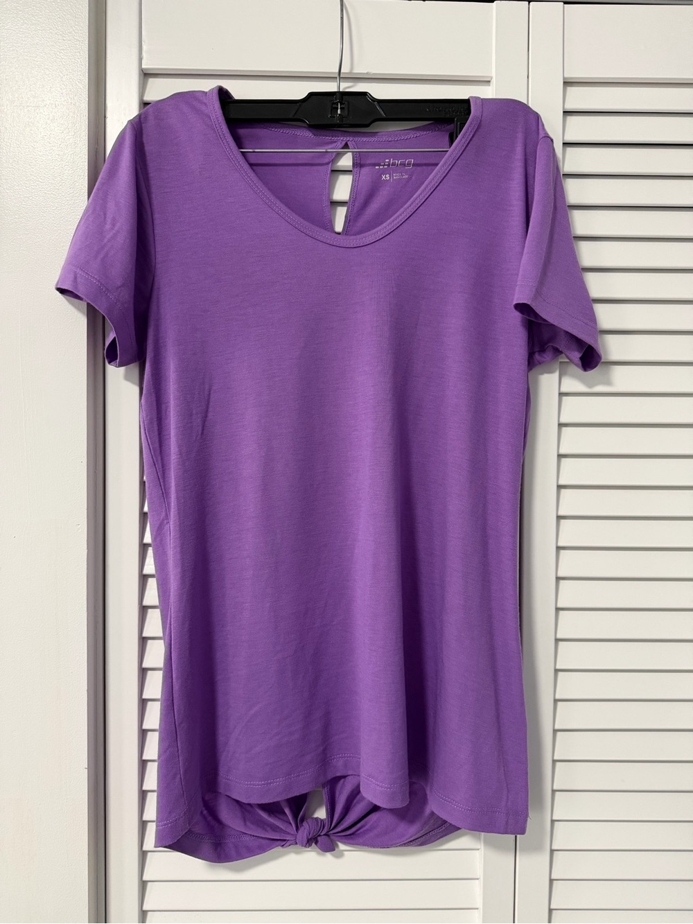 Women's Purple Knot-Hem Short Sleeve Top